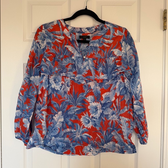 J. Crew Tops - J. Crew Ratti Rio Floral Popover Floral Blouse Size Small